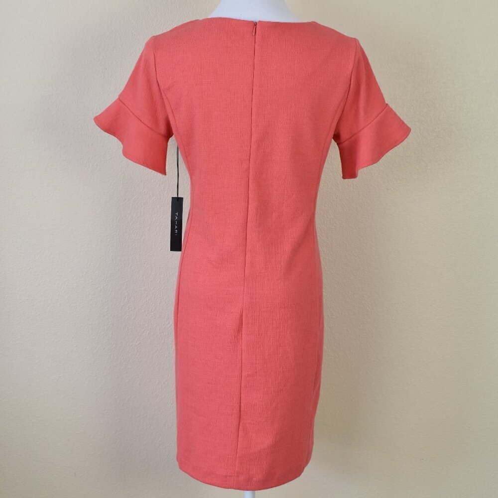 Tahari Cotton Gauze Ruffle Coral Dress NEW - 6 - Picture 7 of 9